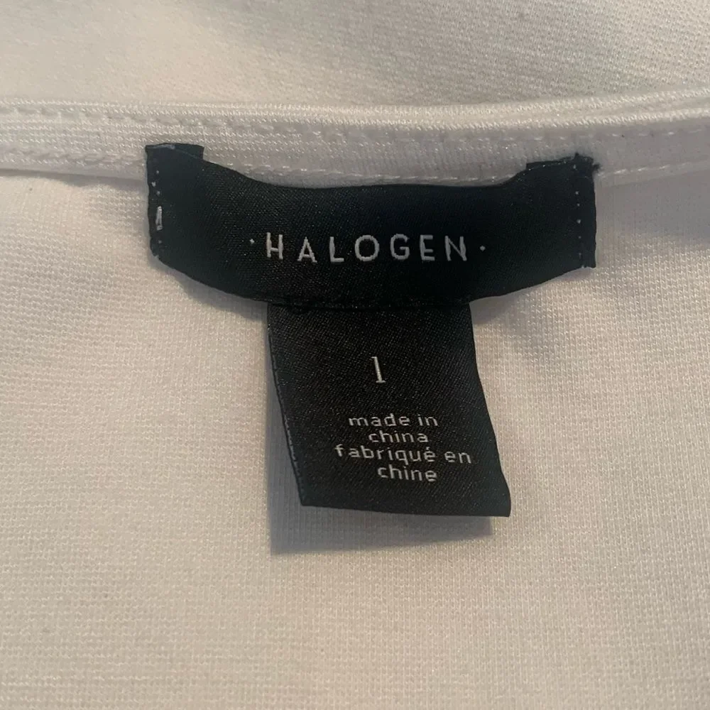 Halogen ivory White gathered sleeve pleated top size 1 (Large)